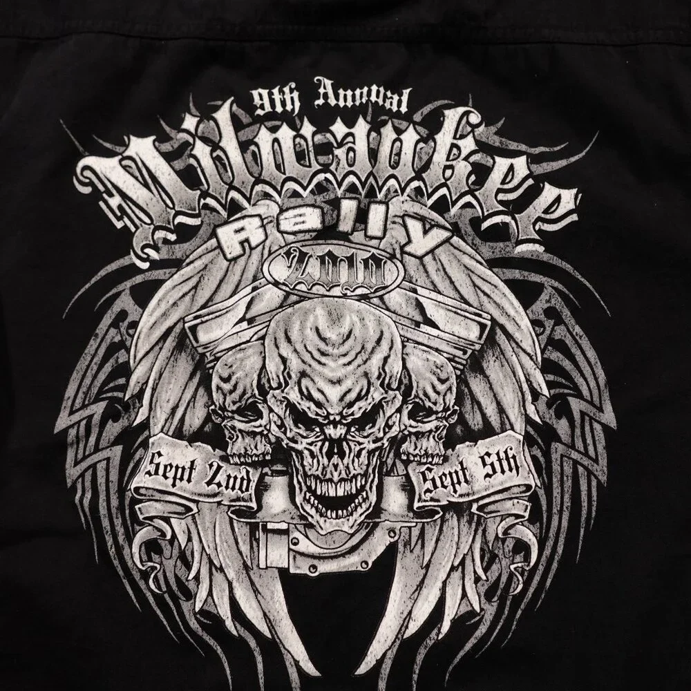 Biker Wear USA Men's 9th Annual Milwaukee Rally‎ Sleeveless Denim Vest Black 3XL